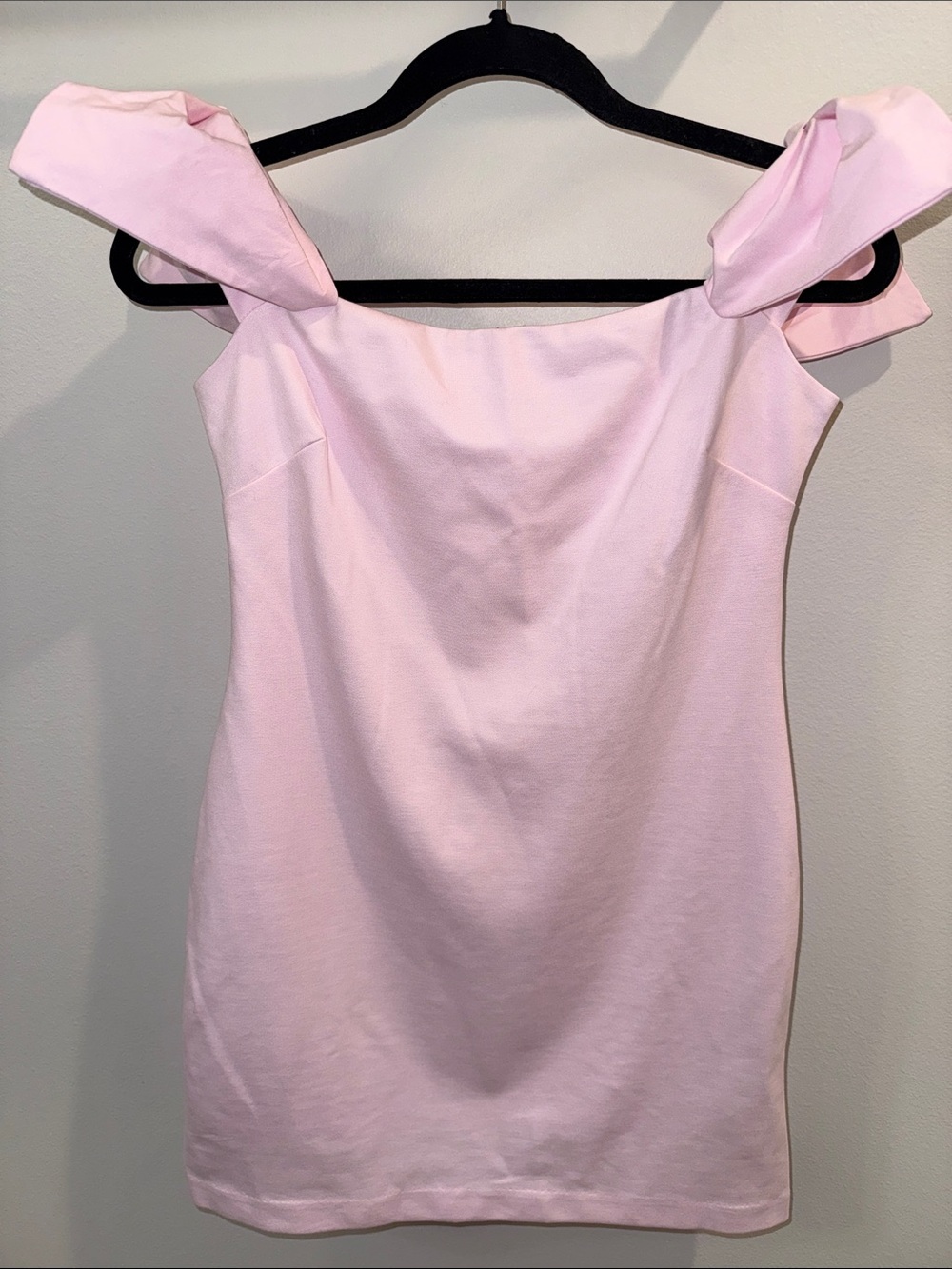 wild fable Light Pink Off-Shoulder Mini Dress with Bow Sleeves